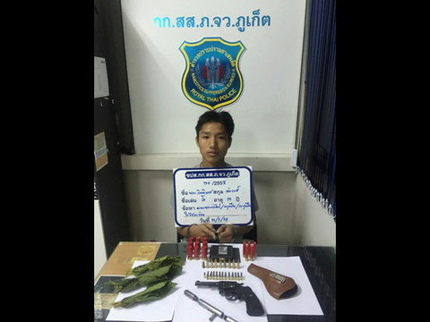 19-year-old arrested in Phuket with drugs, guns and bullets