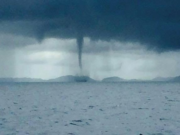 Water spout comes within a kilometre of Krabi fishing boats